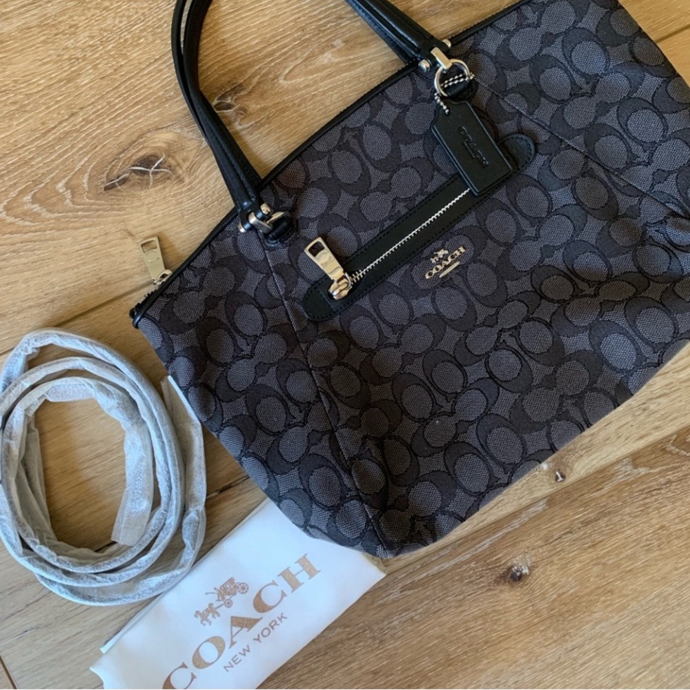 Coach Dark Brown and Black Patterned Tote